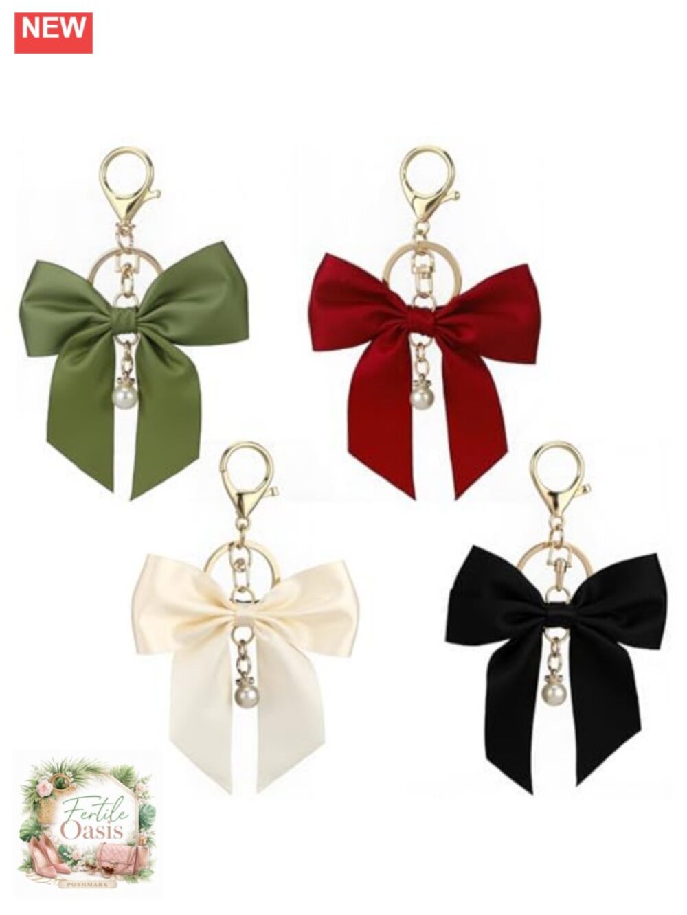 Pearl Bow Purse Charms Keychains for Handbags Backpacks - Gift for Women and